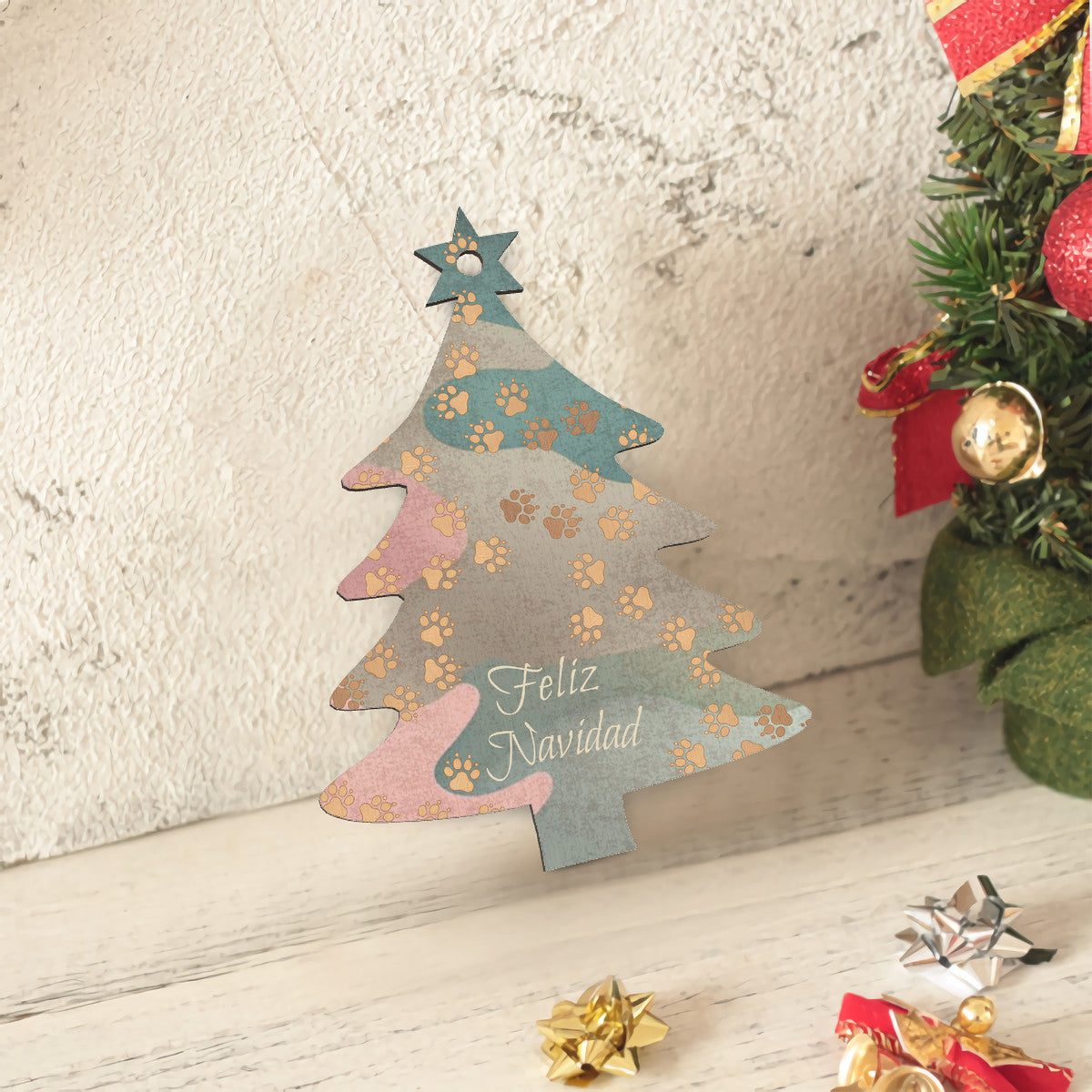 MossBlend Wooden Christmas Tree Hanging Ornament