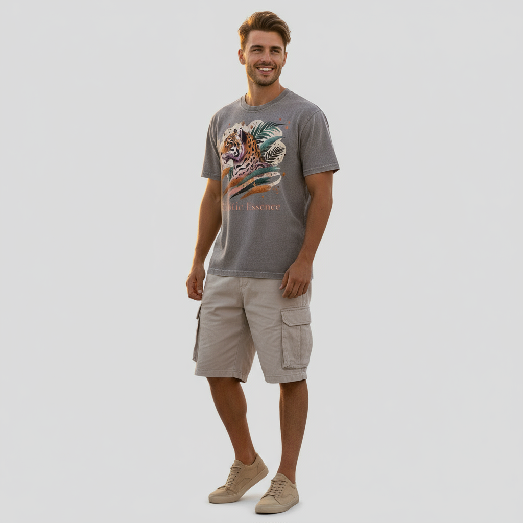 Jaguar Exotic Essence Acid Washed Round Neck Tee