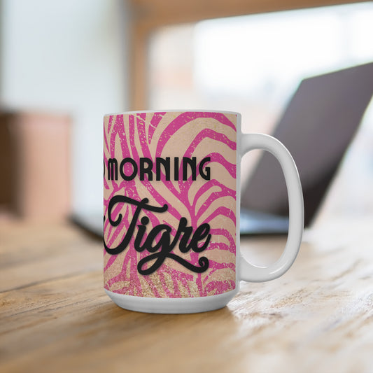 Chic in Stripes pink peach Mug 15oz