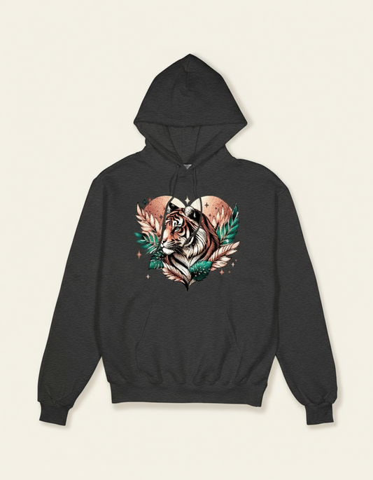 Tiger Pixel Heart Unisex Hoodie | Champion
