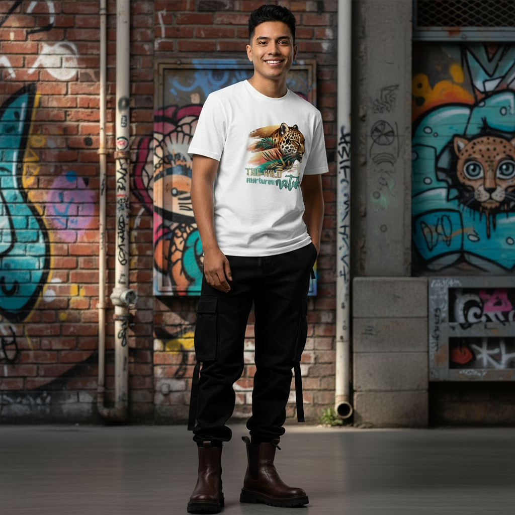 Jaguar Nurtures Nature Men's Cotton Tee💚🐆
