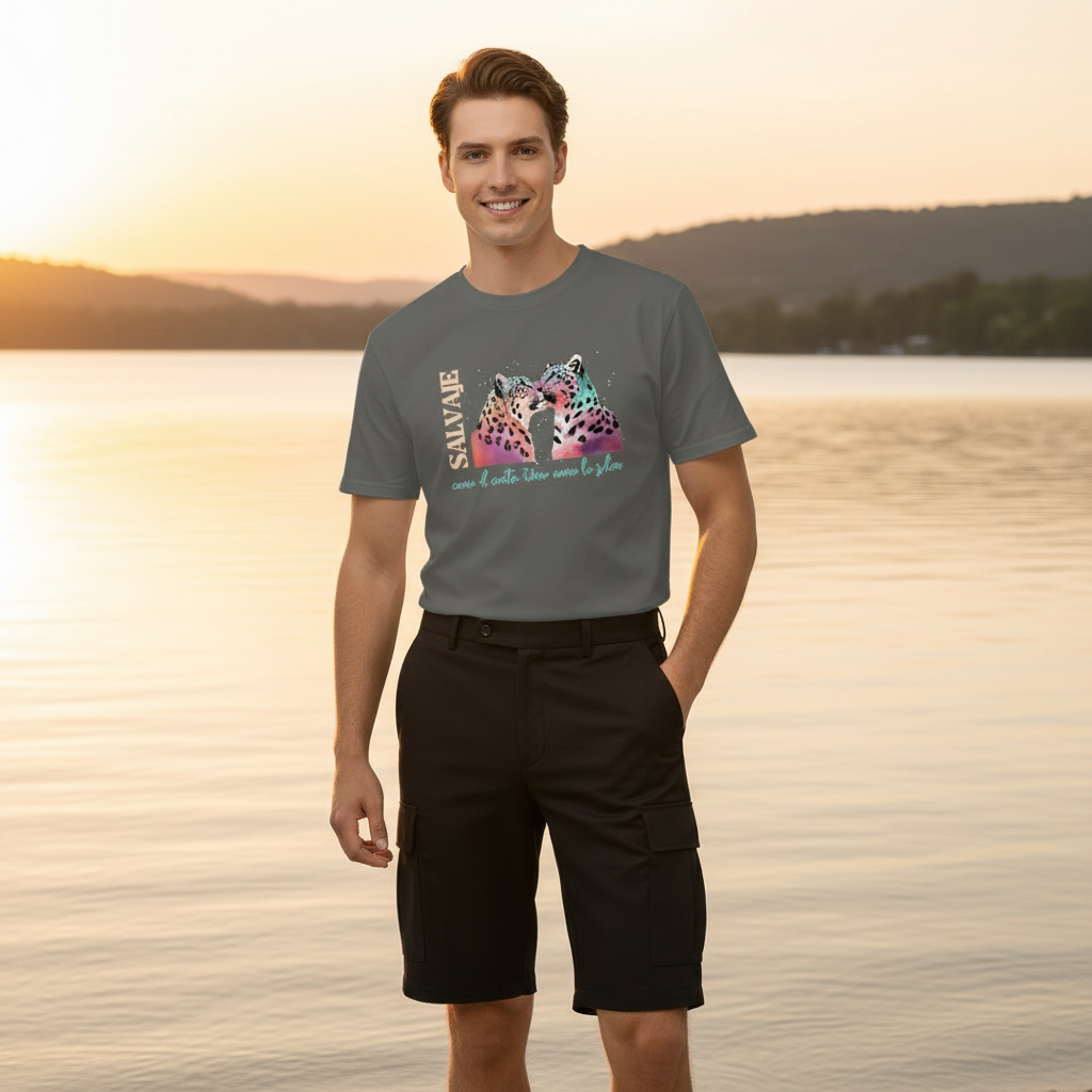 Snowleopard Wild Men's Short Sleeve Cotton Tee