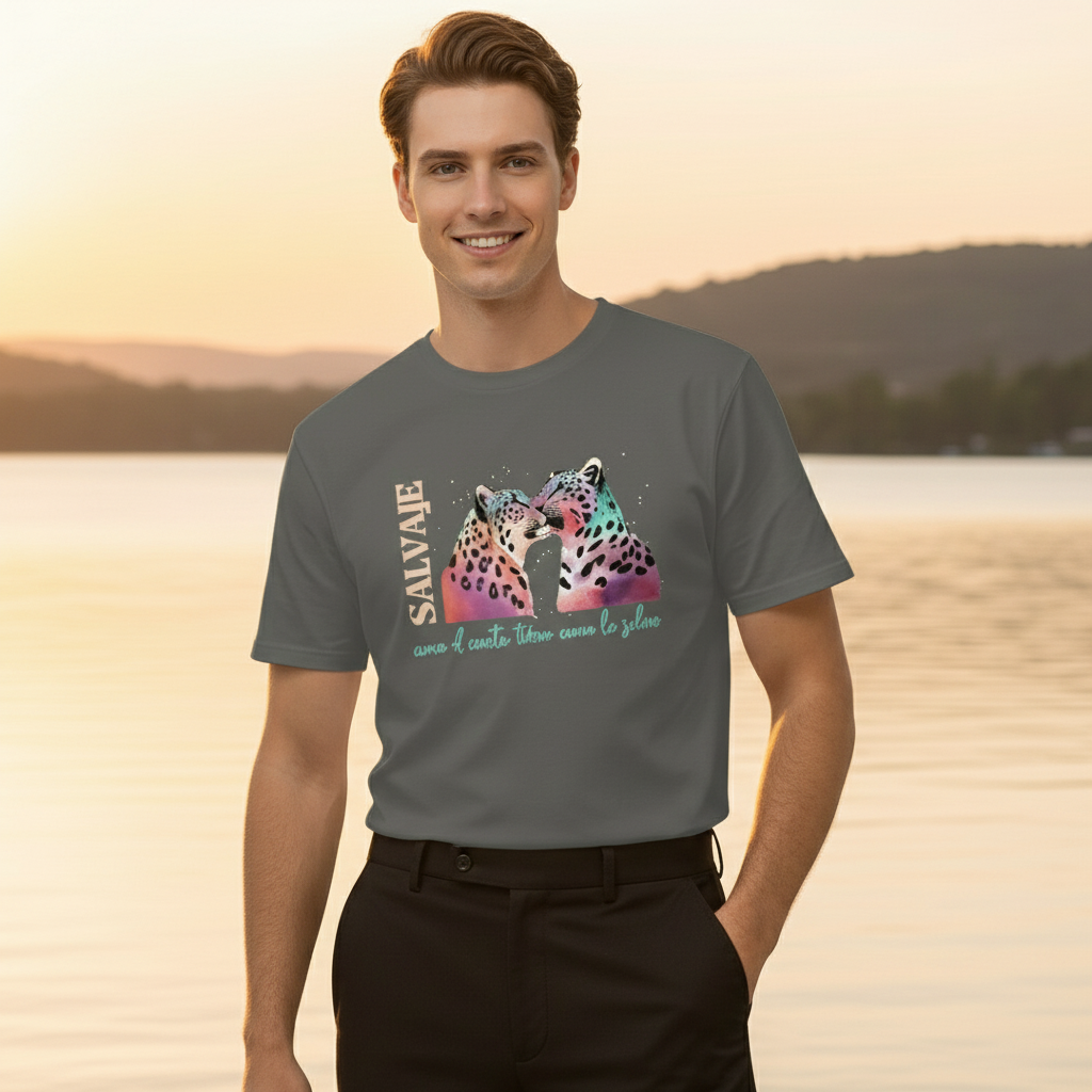 Snowleopard Wild Men's Short Sleeve Cotton Tee