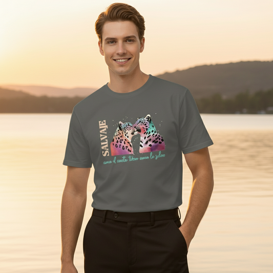 Snowleopard Wild Men's Short Sleeve Cotton Tee