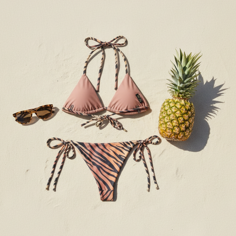 Tiger Roar with Style String Bikini Peach 🐅🏖