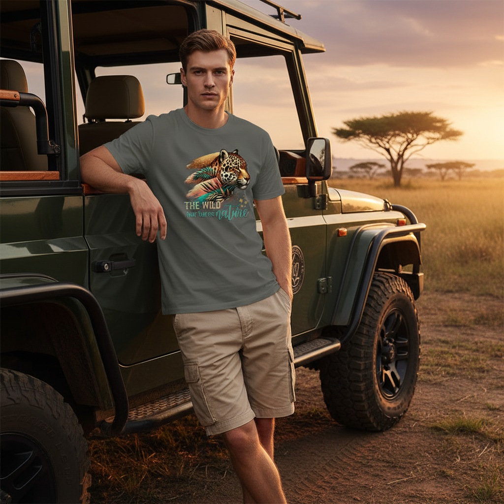 Jaguar Nurtures Nature Men's Cotton Tee💚🐆