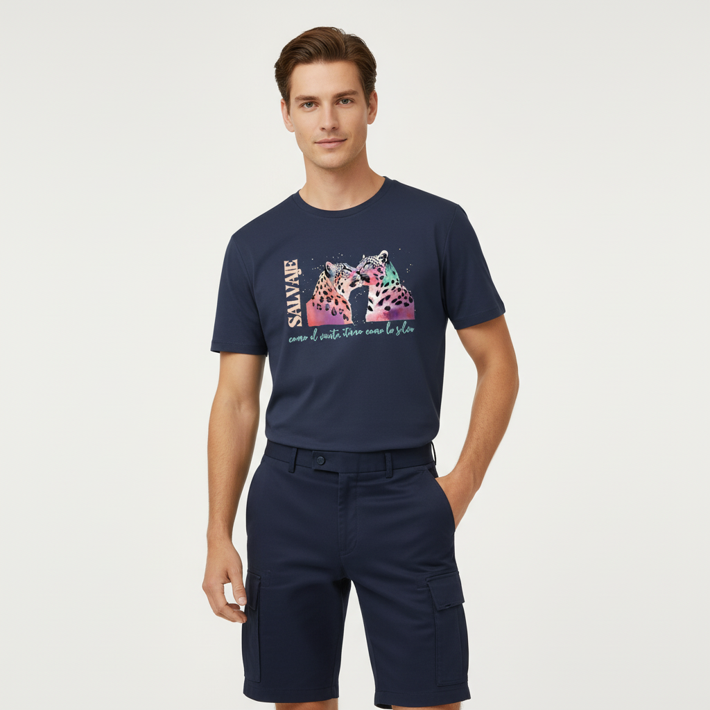 Snowleopard Wild Men's Short Sleeve Cotton Tee