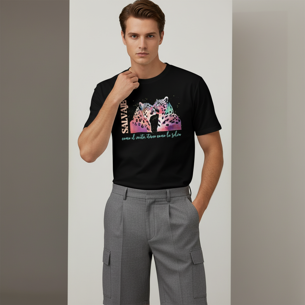 Snowleopard Wild Men's Short Sleeve Cotton Tee