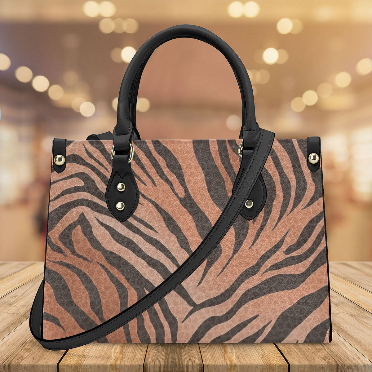 Tiger Stripes & Dots Luxury Tote - Black