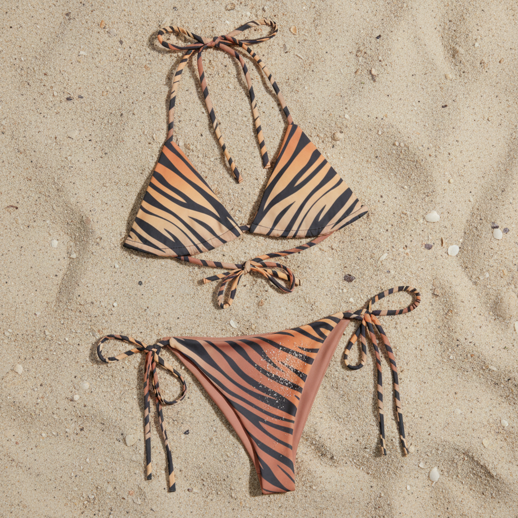 Tiger Roar with Style String Bikini Peach 🐅🏖