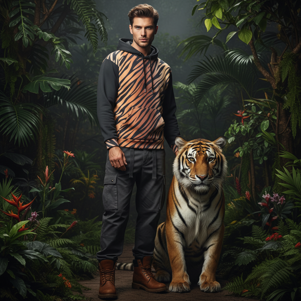 Tiger Roar with Style Unisex Cotton Hoodie