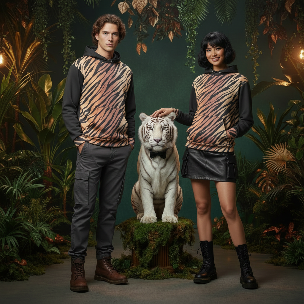 Tiger Roar with Style Unisex Cotton Hoodie