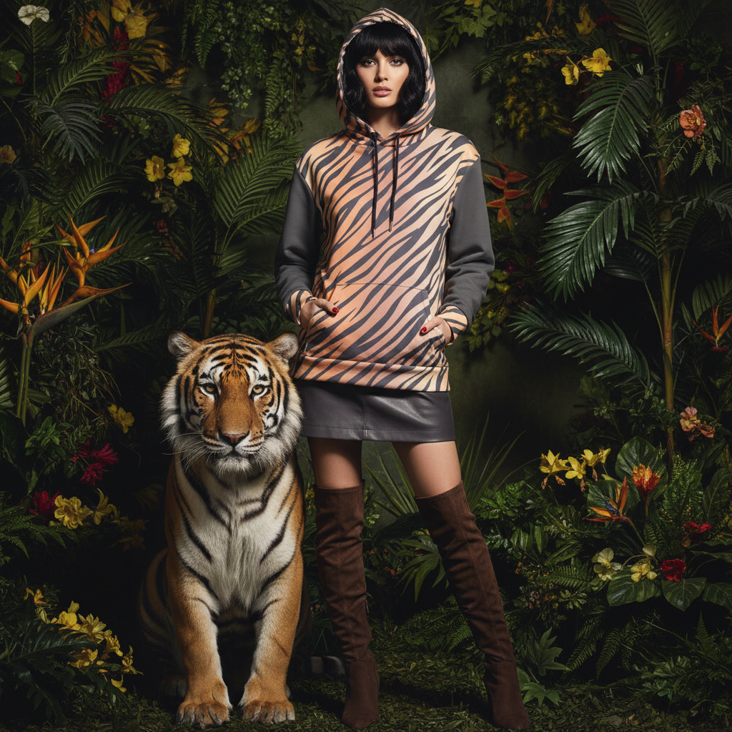 Tiger Roar with Style Unisex Cotton Hoodie