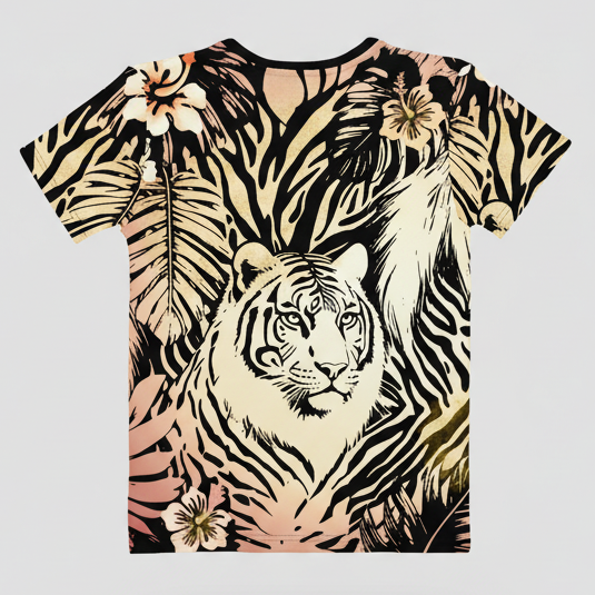 Tigers Secret Garden Women’s Cotton T-Shirt🐯🌺