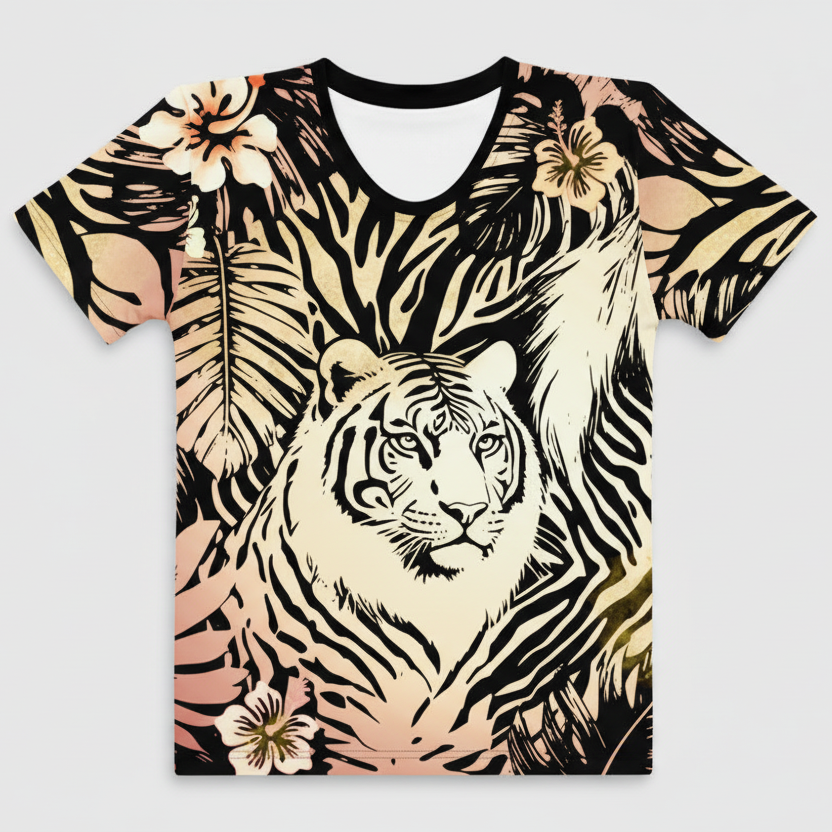 Tigers Secret Garden Women’s Cotton T-Shirt🐯🌺