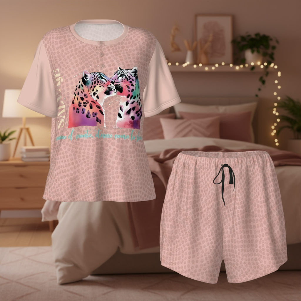 Snowleopard Wild Harmony Round Neck Pajamas