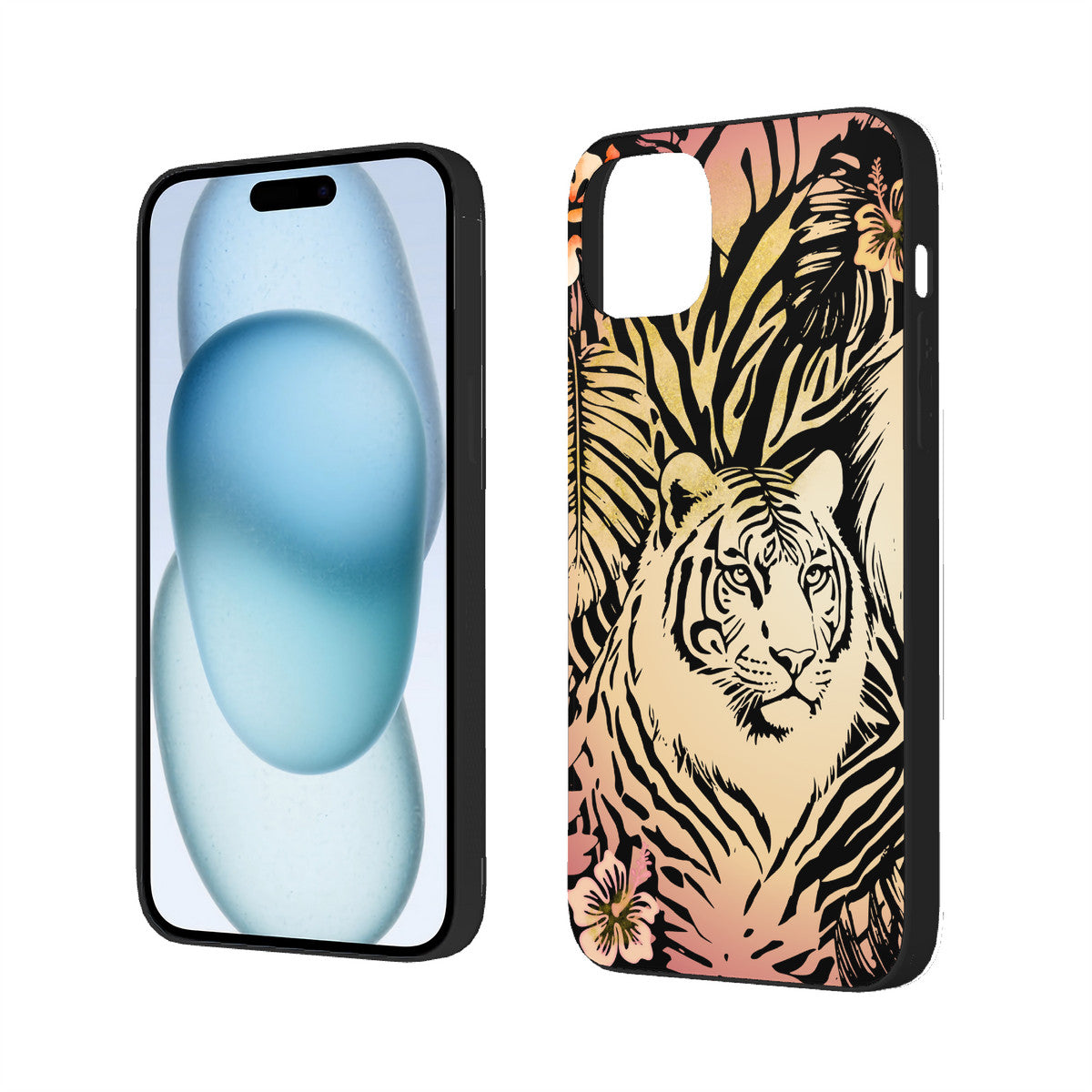 Tigers Secret Gardeb iPhone 15 Soft Glass Case(2 Cameras)