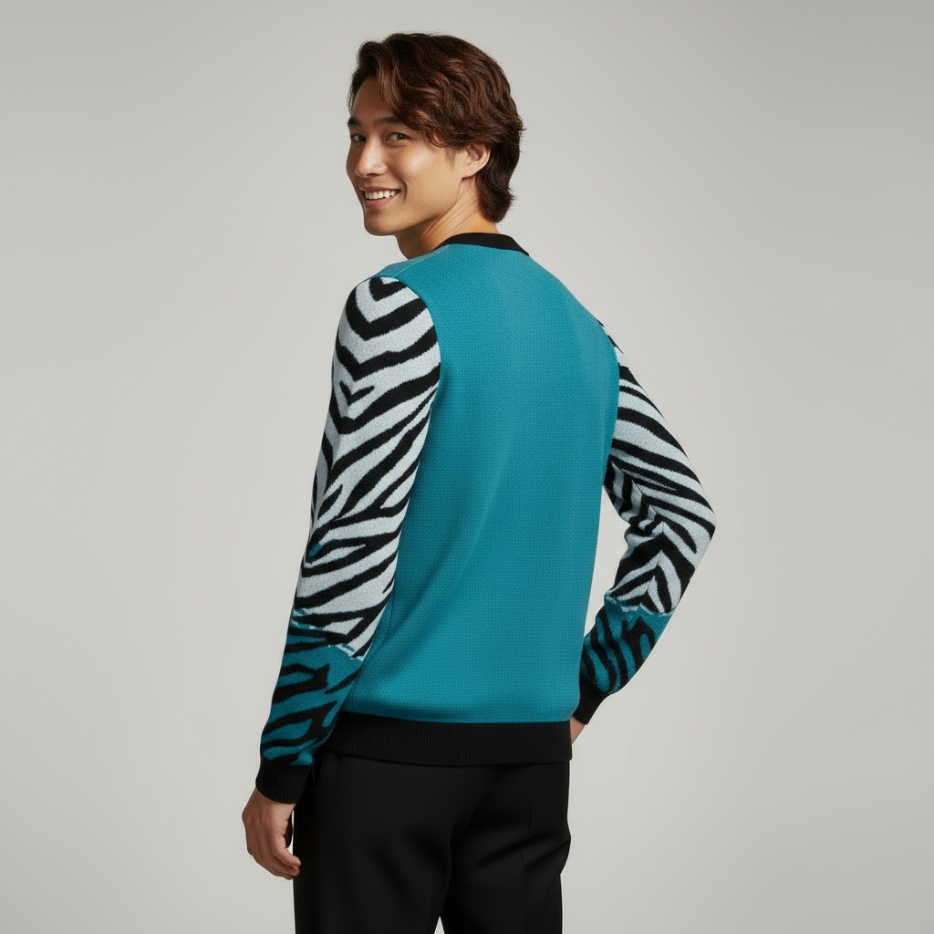 mi Tigre Knitted Unisex Crew Neck Sweater - petrol