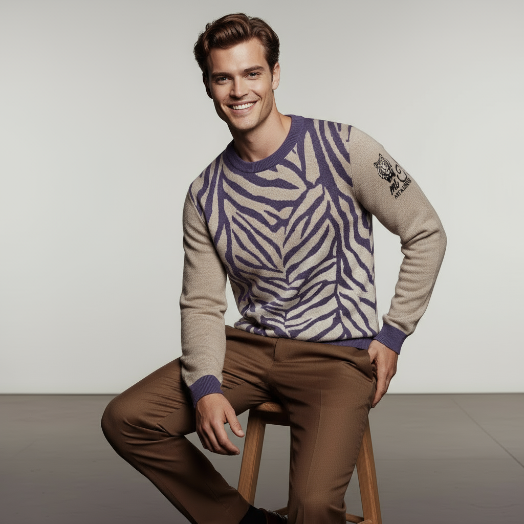 mi Tigre Strike Knitted Crew Neck Sweater - sand