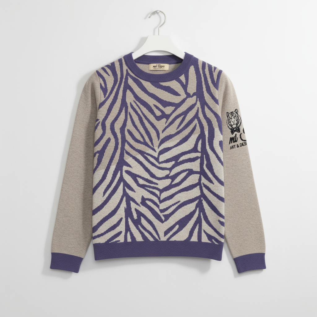 mi Tigre Strike Knitted Crew Neck Sweater - sand