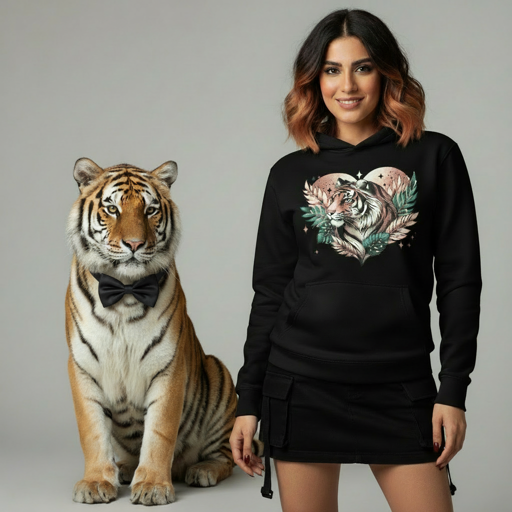 Tiger Pixel Heart Hoodie🐾🐅