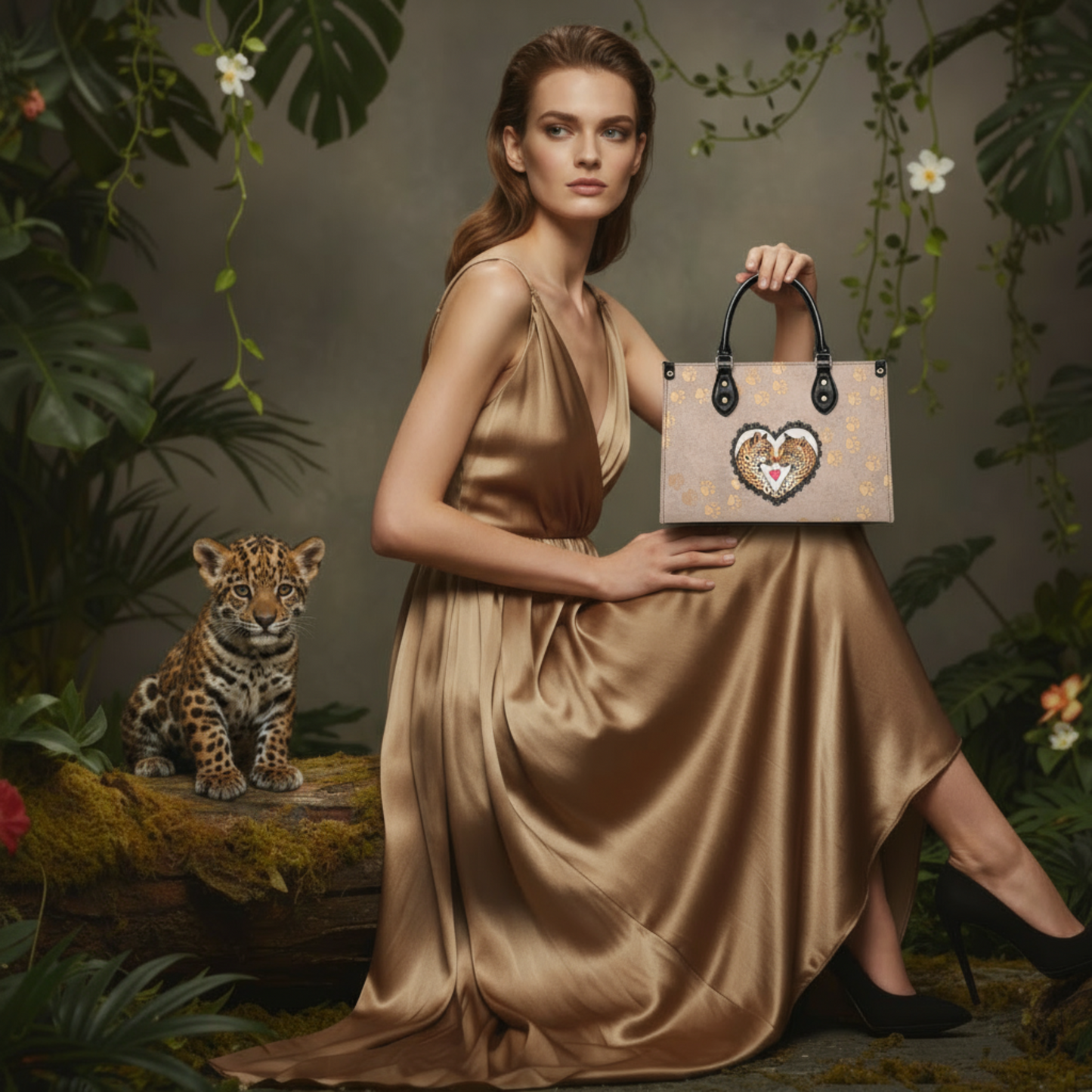 Jaguar Heart Track Luxury Leather Handbag
