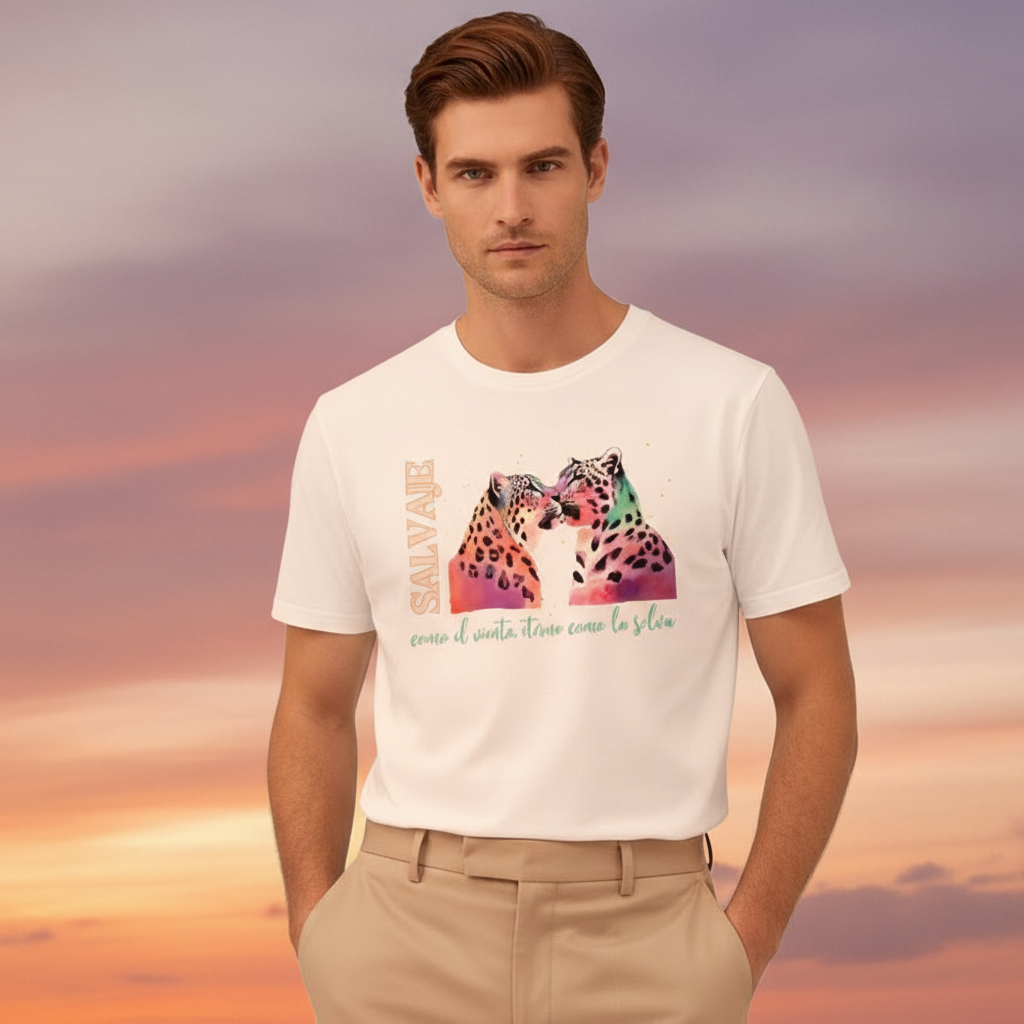Snowleopard Wild Men's Short Sleeve Cotton Tee