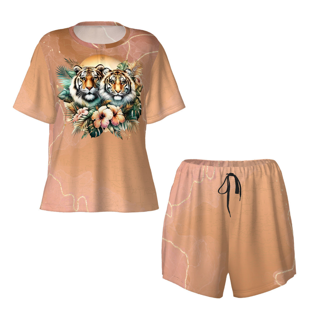 Tigers Poetry Women's Summer Round Neck Pajamas