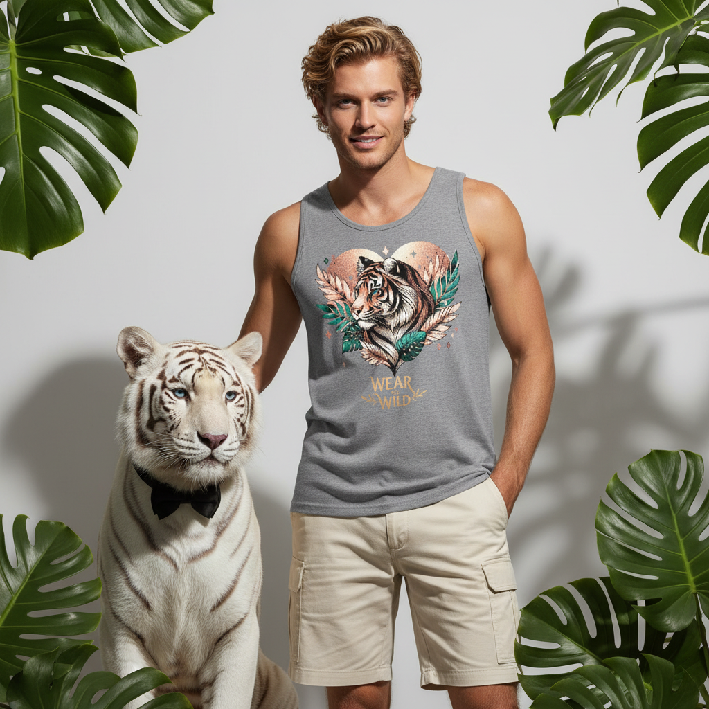 Tiger Pixel Heart Tank Top Men