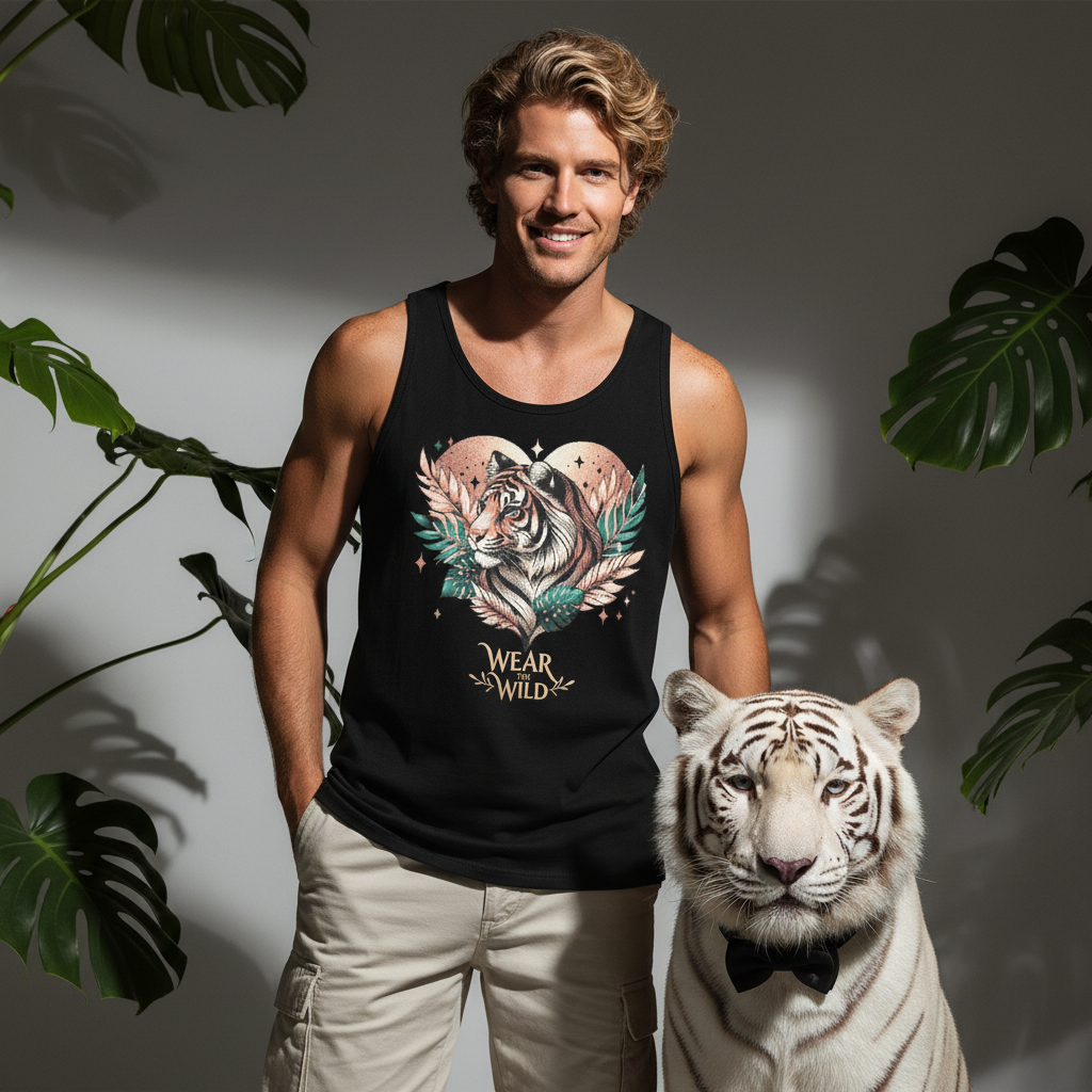 Tiger Pixel Heart Tank Top Men