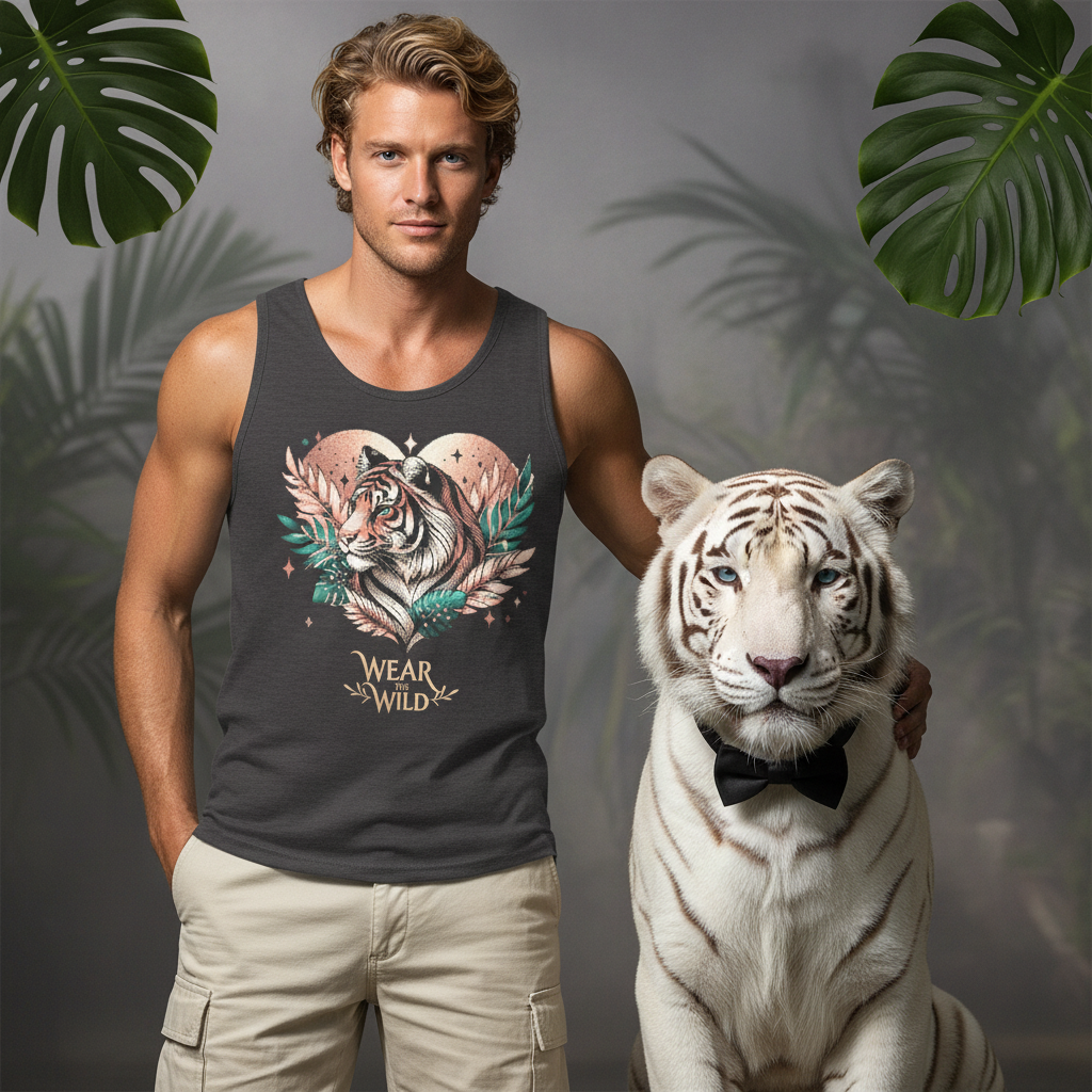 Tiger Pixel Heart Tank Top Men