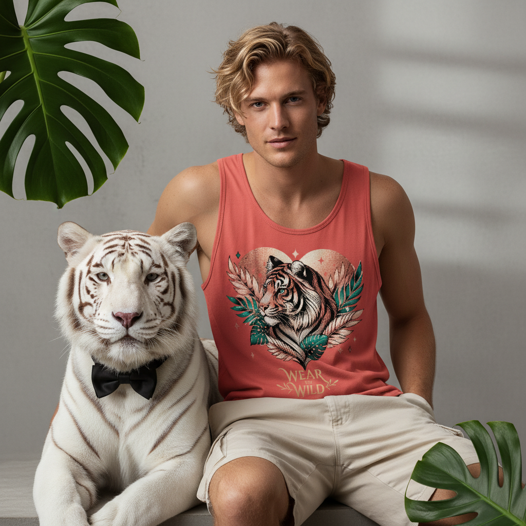Tiger Pixel Heart Tank Top Men