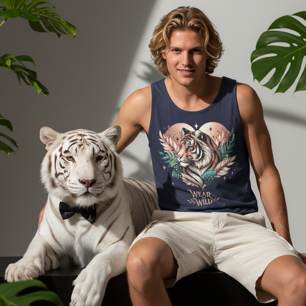 Tiger Pixel Heart Tank Top Men