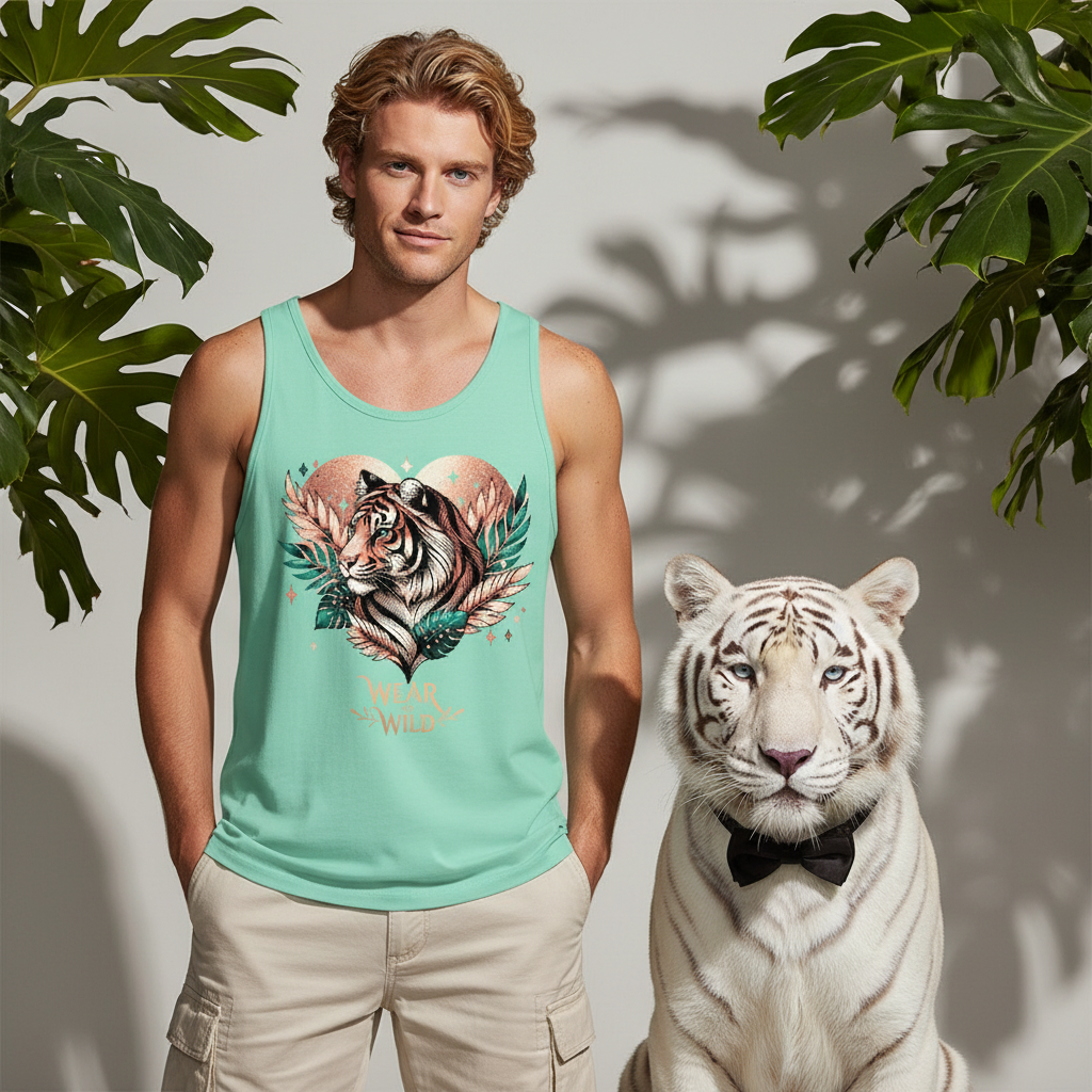 Tiger Pixel Heart Tank Top Men