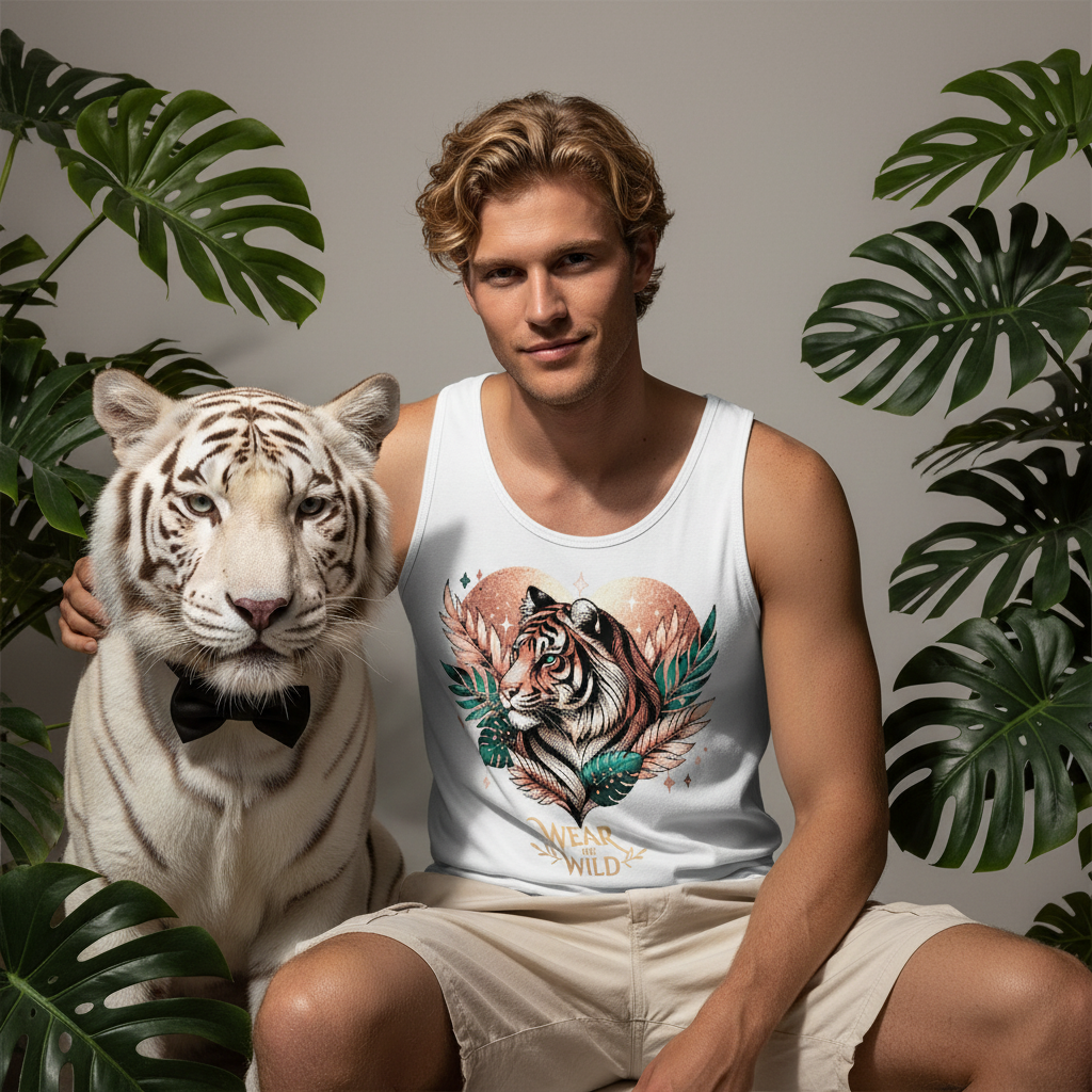 Tiger Pixel Heart Tank Top Men