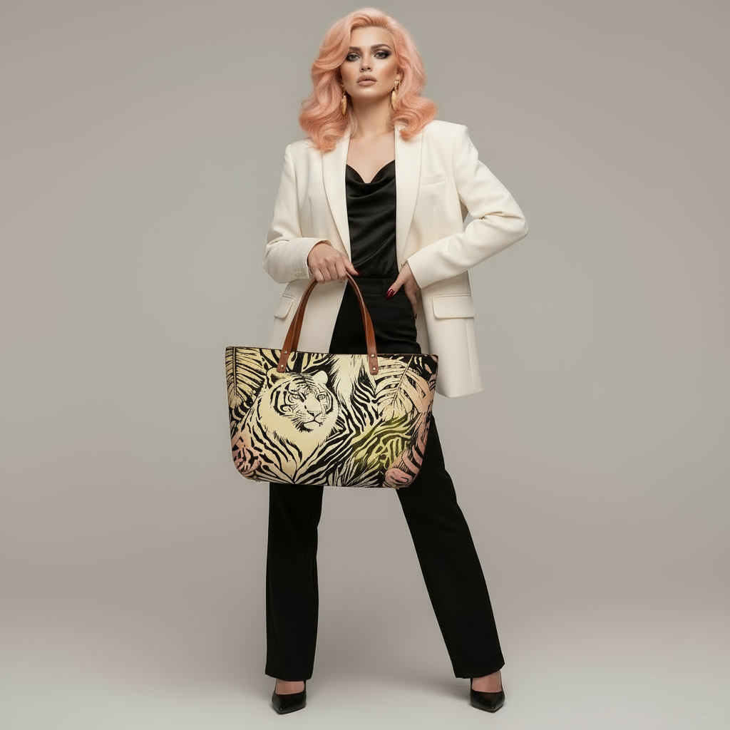 Tigers Secret Garden Cloth Tote Bag