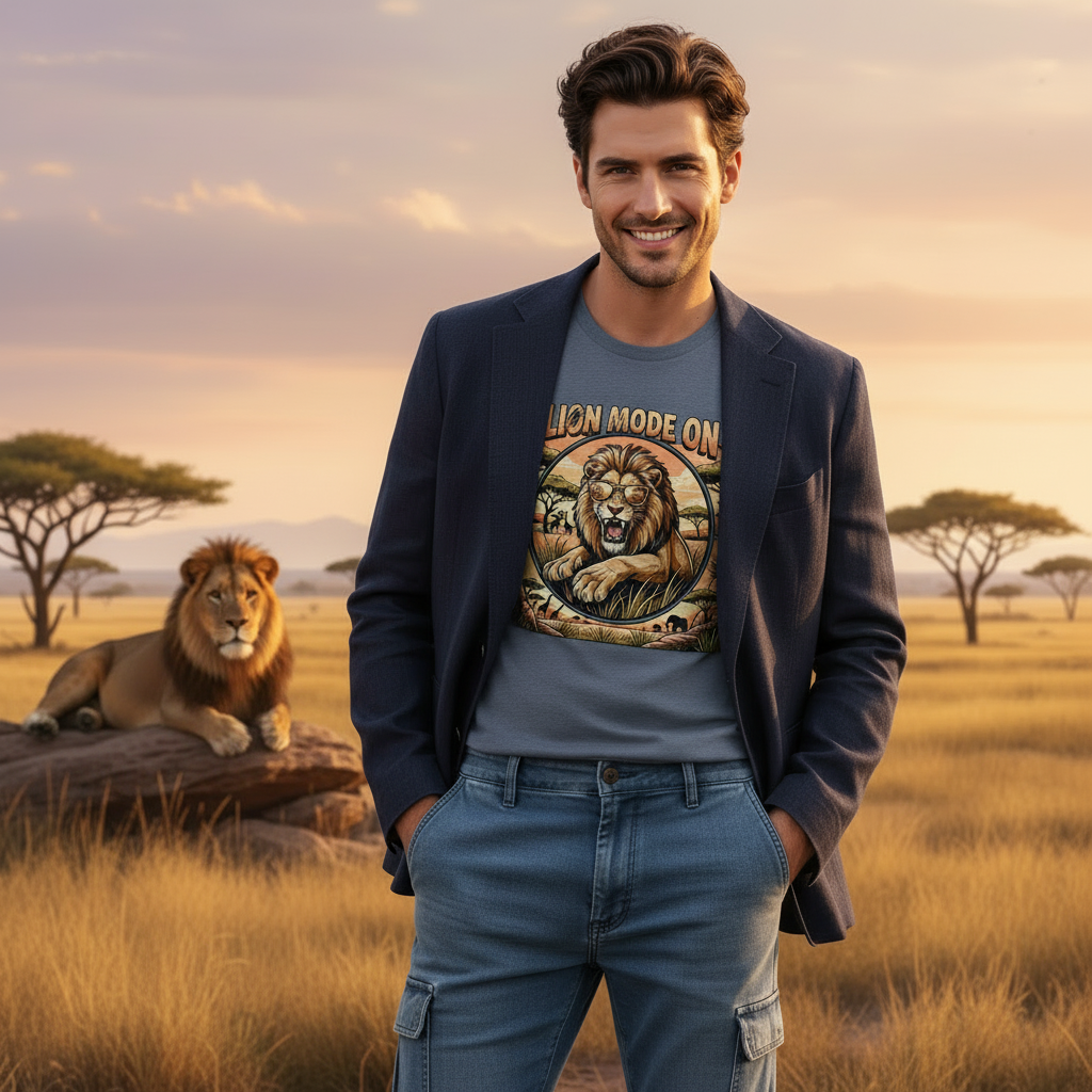 Lion Mode ON Organic Cotton T-Shirt 🦁✨