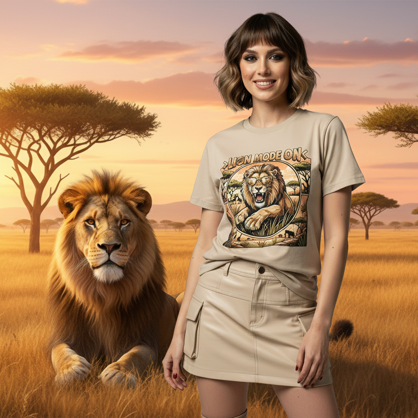 Lion Mode ON Organic Cotton T-Shirt 🦁✨