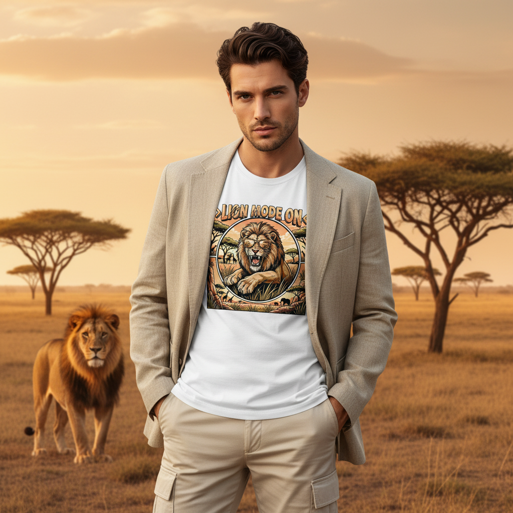 Lion Mode ON Organic Cotton T-Shirt 🦁✨