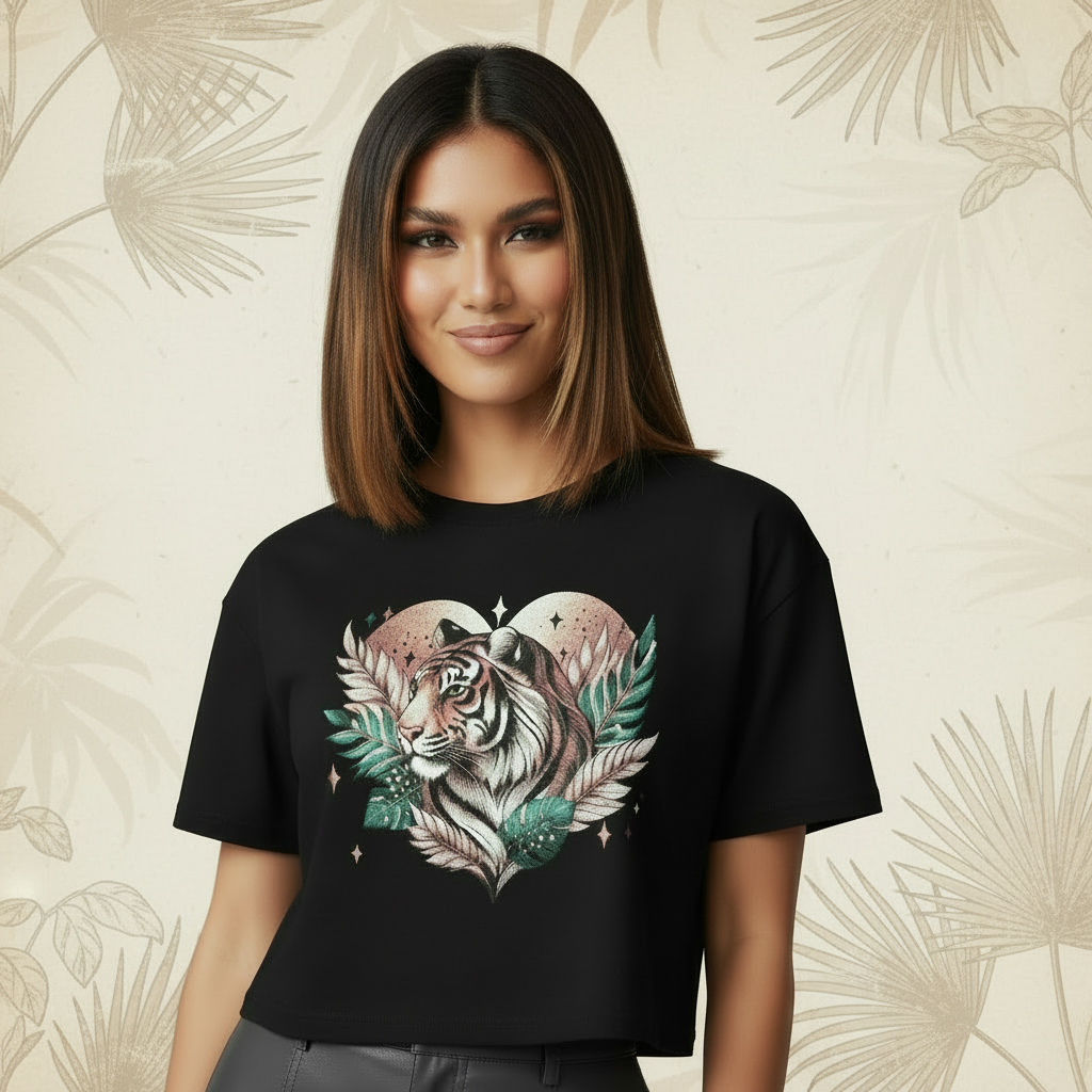 Tiger Pixel Heart Crop Top