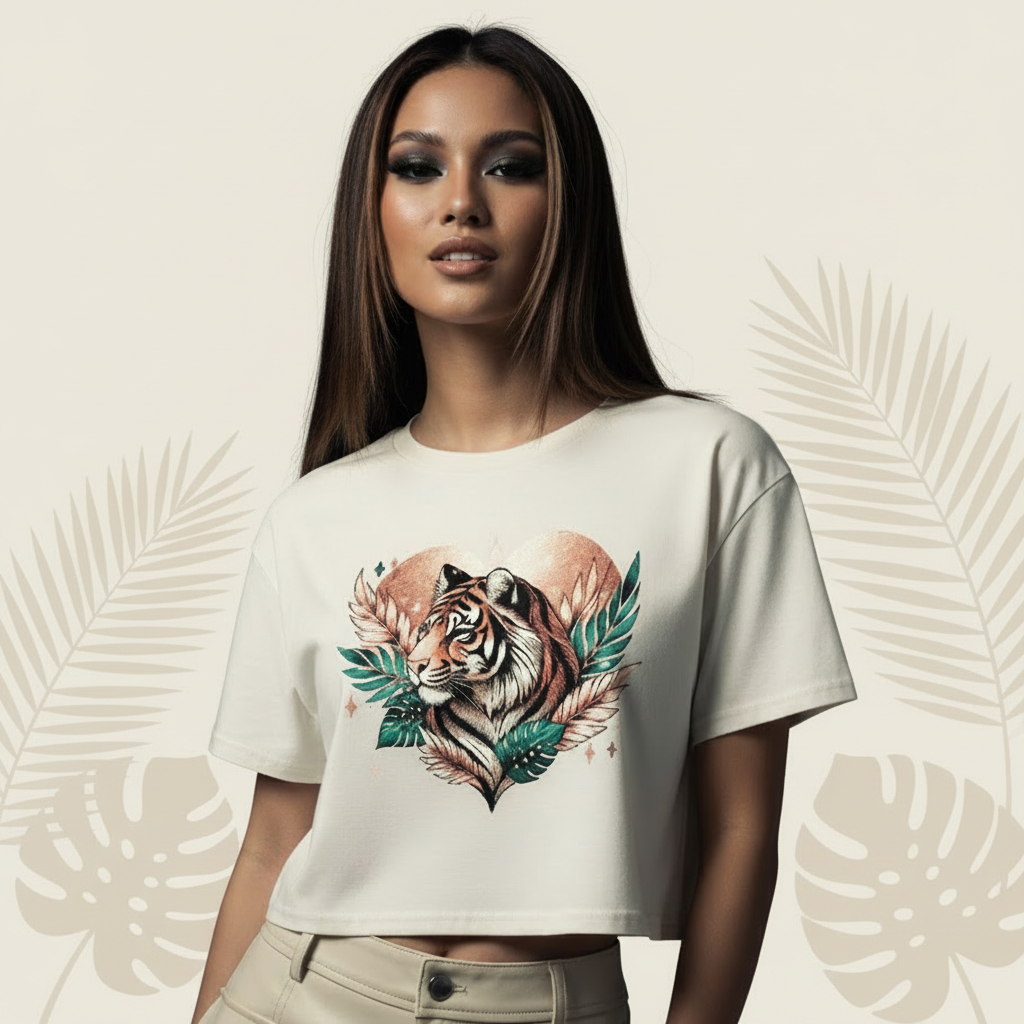 Tiger Pixel Heart Crop Top