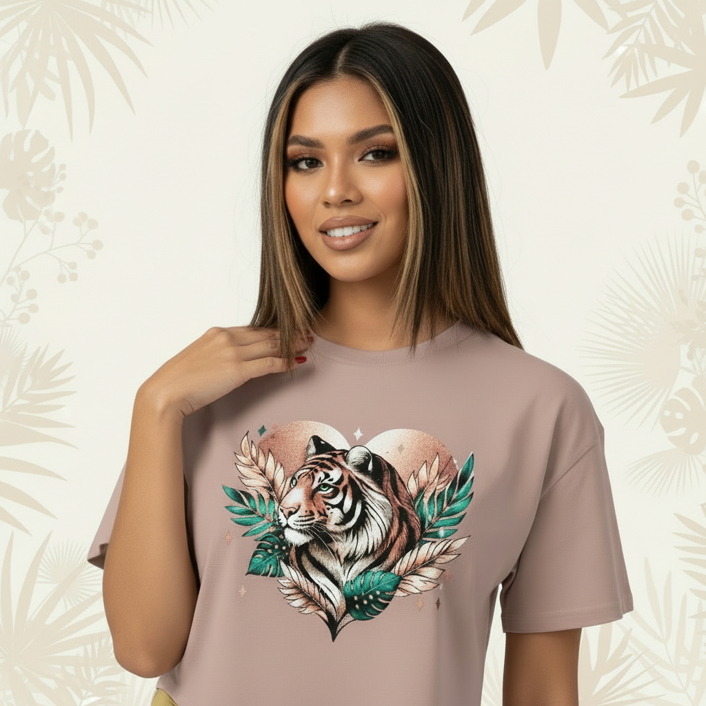 Tiger Pixel Heart Crop Top
