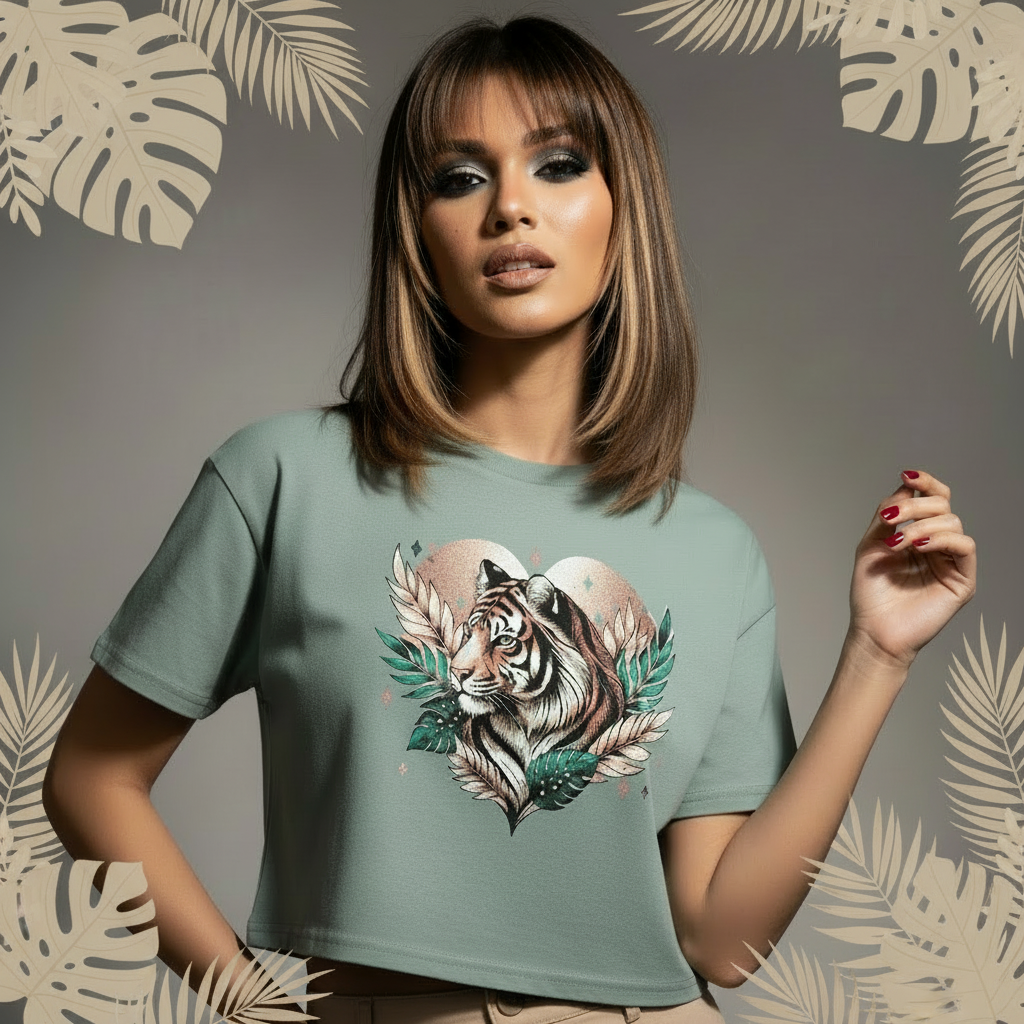 Tiger Pixel Heart Crop Top