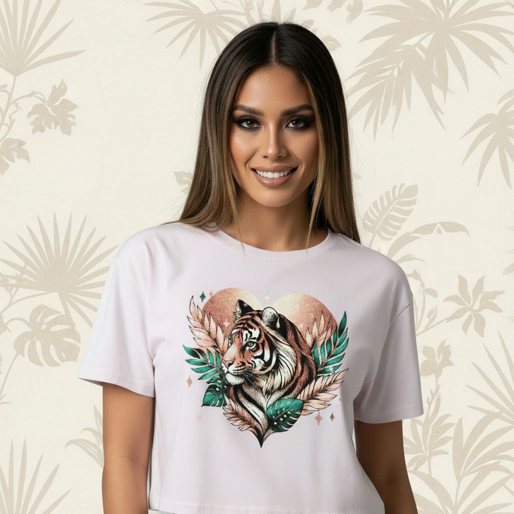 Tiger Pixel Heart Crop Top